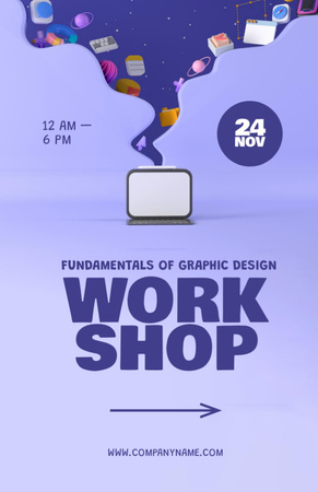 Workshop Event about Fundamentals of Graphic Design Flyer 5.5x8.5in Modelo de Design