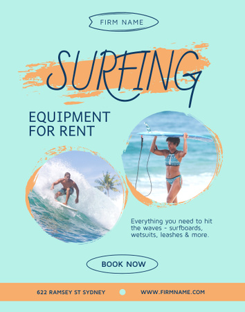 Surfing Equipment Offer Poster 22x28in Design Template