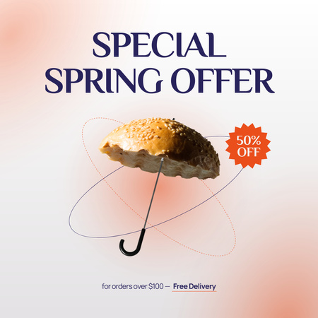 Spring Offer of Tasty Burger Instagram AD Design Template