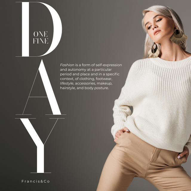 Elegant Stylish Woman Presents Fashionable Fashion Sale Ad Instagram Design Template