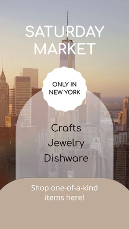Lauantaimarkkinat erilaisilla tavaroilla New Yorkissa Instagram Video Story Design Template