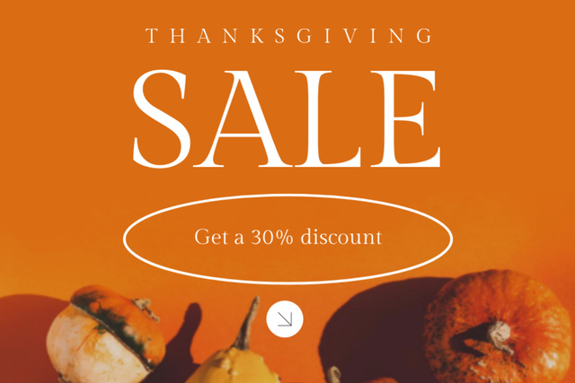 Pumpkins Included in Thanksgiving Sale Announcement Flyer 4x6in Horizontal Design Template