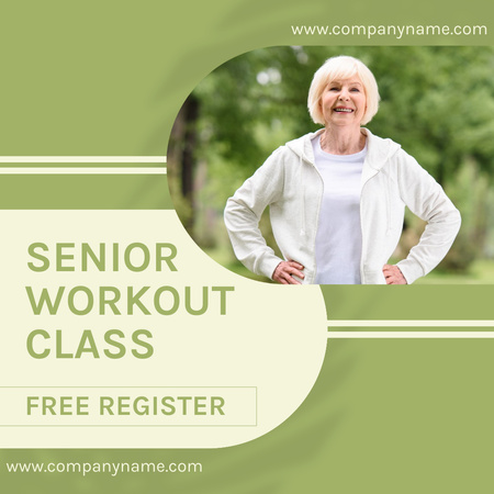 Workout Class For Elderly With Free Register Animated Post Modelo de Design