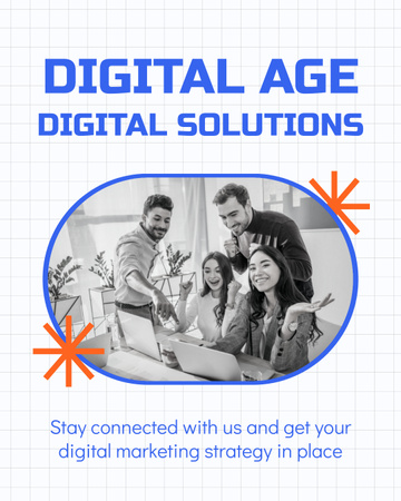 Digital Solutions for Your Business Instagram Post Vertical Tasarım Şablonu