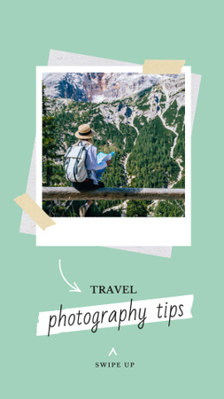 Girl with Map in Scenic Mountains Instagram Story Design Template