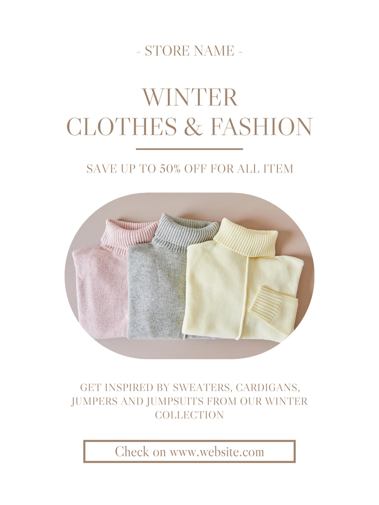 Seasonal Discount for Warm Clothing Poster US Modelo de Design