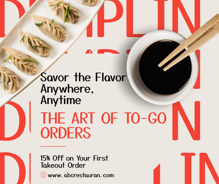 Fast Casual Restaurant Offer with Asian Food Facebook Design Template