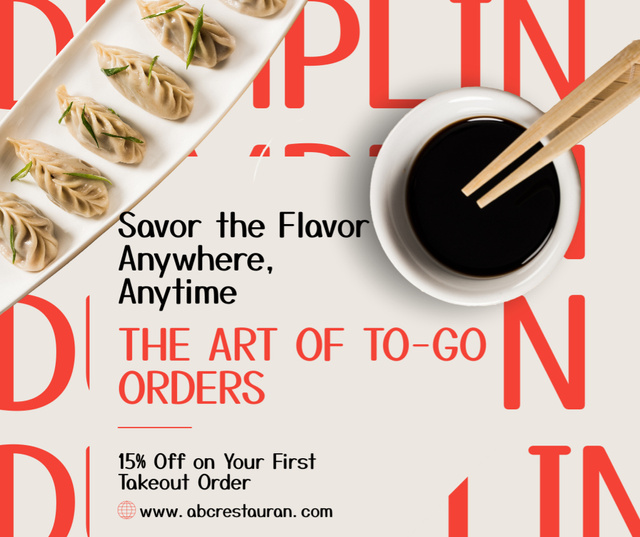 Template di design Fast Casual Restaurant Offer with Asian Food Facebook