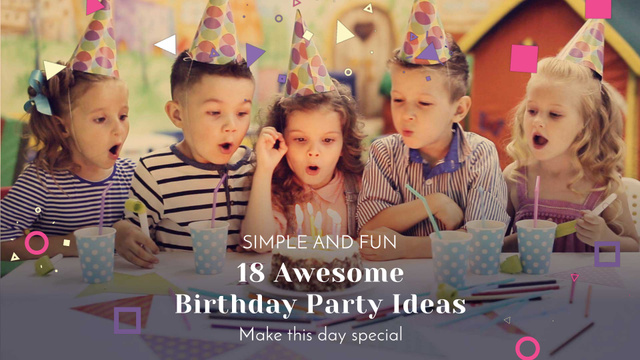 Birthday Party Organization Kids Blowing Cake Candles Full HD video Design Template
