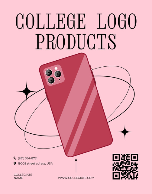 Ontwerpsjabloon van Poster 22x28in van Exclusive College Merchandise Promotion with Smartphone