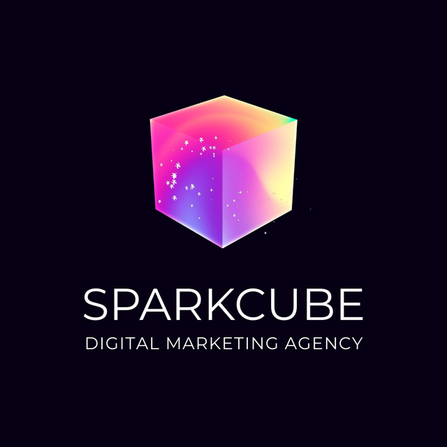 Cube Marketing Agency Services Announcement Animated Logo Πρότυπο σχεδίασης