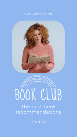 Modèle de visuel rousse femme lecture livre - Instagram Video Story