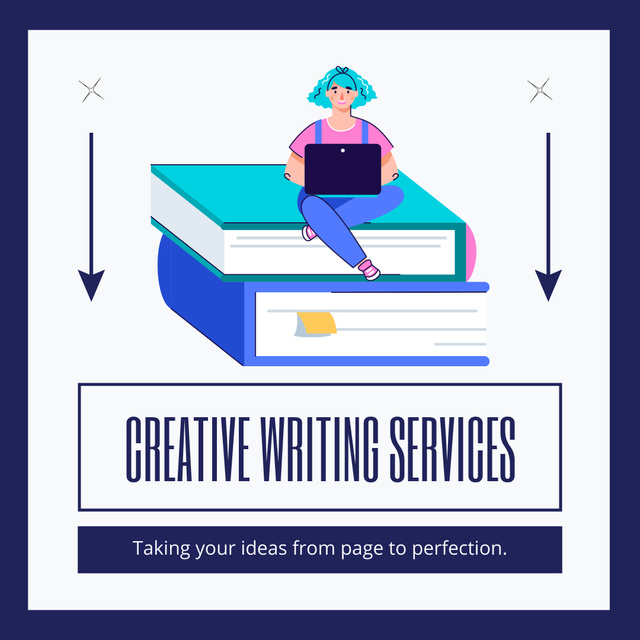 Designvorlage Creative Writing Services Offer Ad für Animated Post