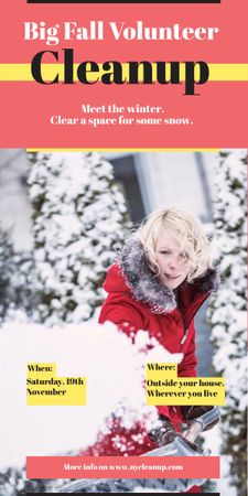 Woman at Winter Volunteer clean up Graphic Design Template