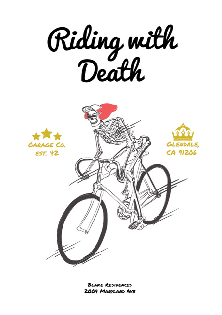 Awesome Cycling Event Announcement with Skeleton Flyer A5 Design Template