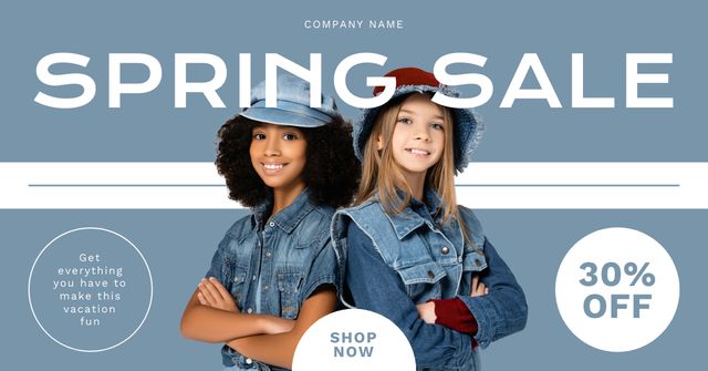 Template di design Teen Girls Spring Sale Announcement Facebook AD