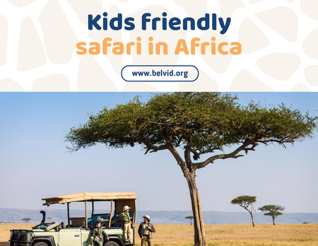 Africa Safari Trip Ad Family in Car Flyer 8.5x11in Horizontal Design Template