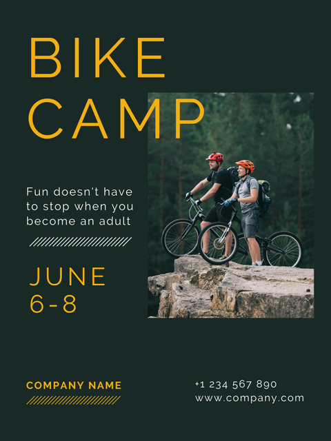 Bike Camp In June In Forest Promotion Poster US Design Template
