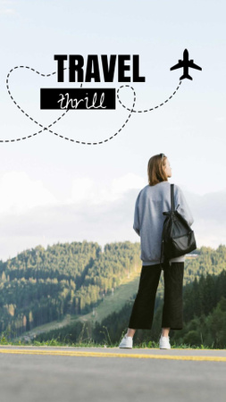 Designvorlage Travel Inspiration with Girl in Mountains für Instagram Video Story