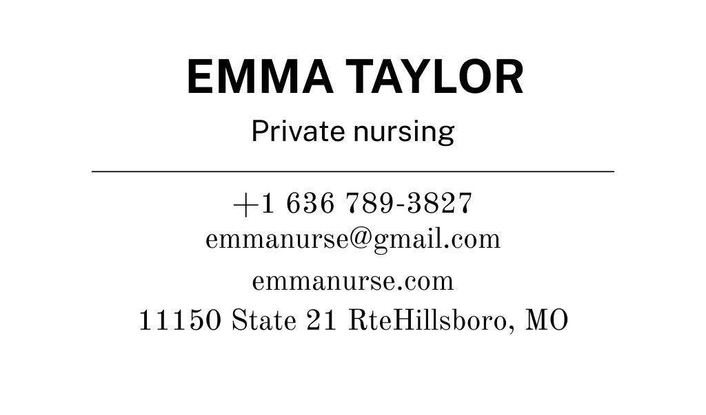 Private Nurse Service Offer Business card Design Template