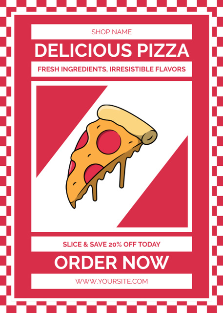 Designvorlage Delicious Appetizing Pizza Order Offer für Flayer