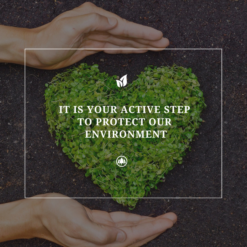 Eco Quote on Heart of Leaves Instagram AD Design Template