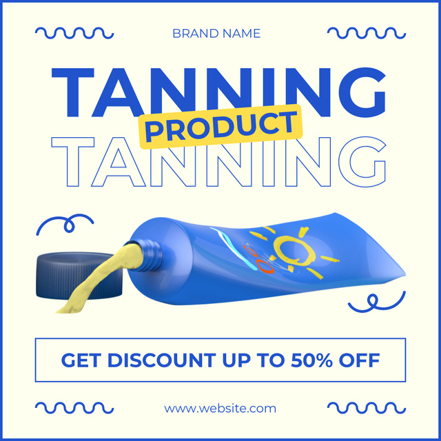 Designvorlage Discount on Tanning Product in Blue Tube für Instagram AD