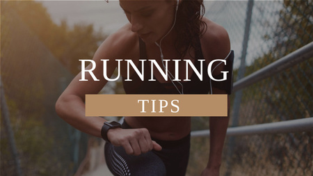 Ontwerpsjabloon van Youtube Thumbnail van Running Tips Woman Running in City