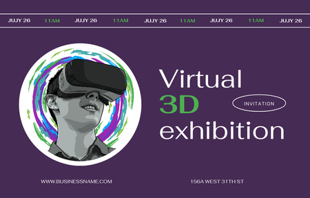 Ontwerpsjabloon van Invitation 4.6x7.2in Horizontal van Virtual Exhibition Announcement