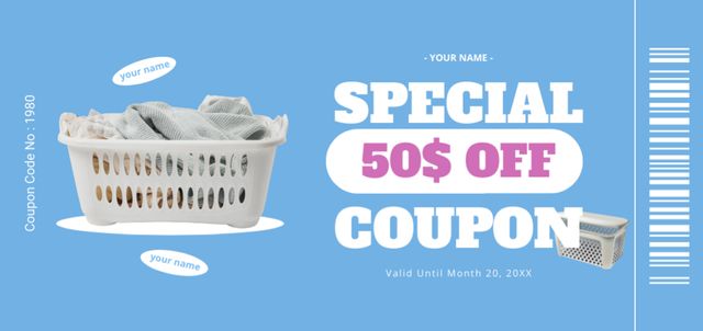 Offer Discounts on Laundry Service Coupon Din Large Design Template