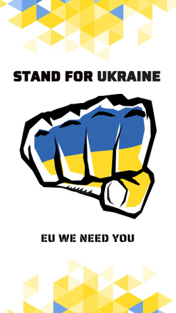 Stand with Ukraine with Blue-Yellow Fist Instagram Story Design Template