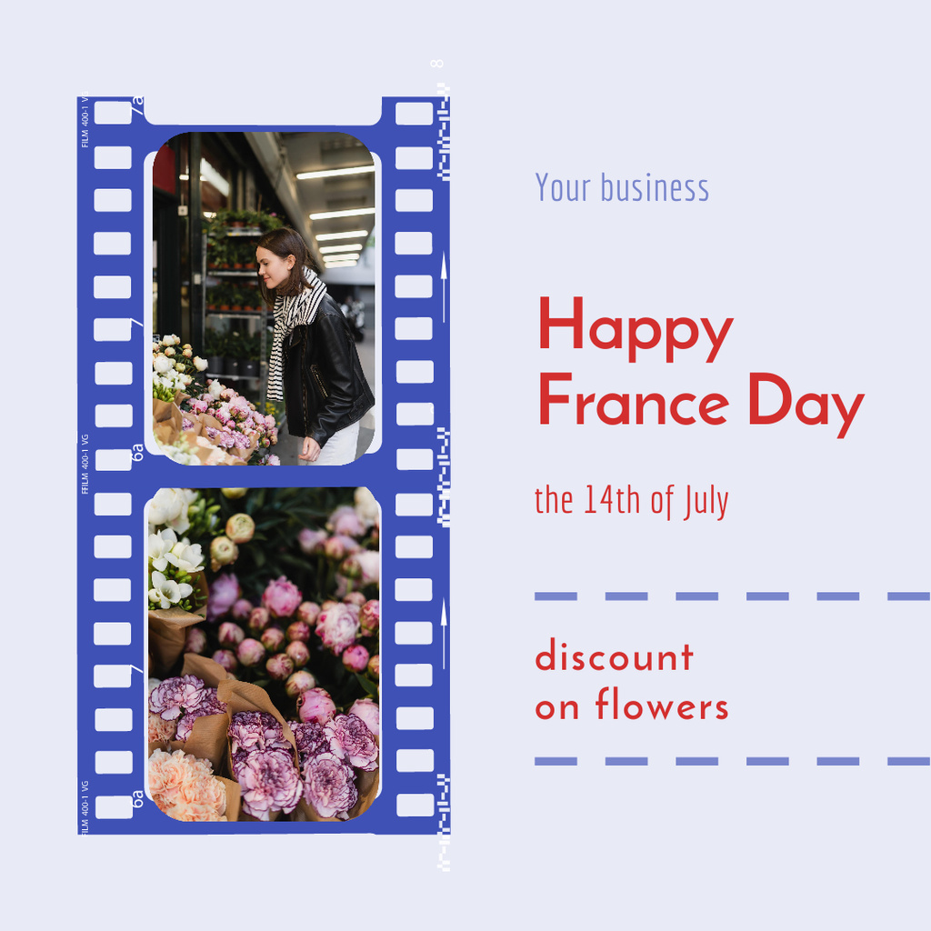 Designvorlage Beautiful Woman Choosing Flowers in Flower Shop für Instagram