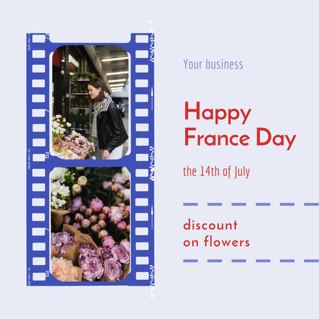 フラワーショップで花を選ぶ美女 Instagramデザインテンプレート