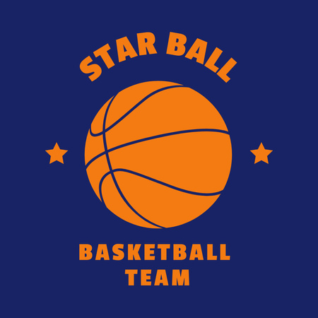Basketball Team Emblem with Ball In Orange Logo Design Template