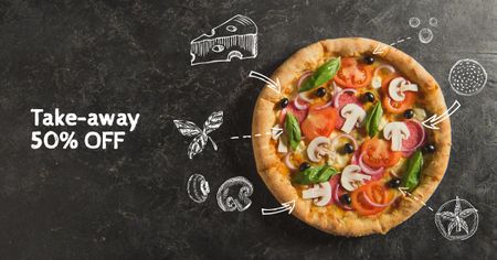 Italian Pizza Take-away promotion Facebook AD Design Template