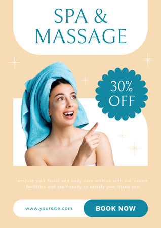 Ontwerpsjabloon van Poster van Spa and Massage Salon Ad