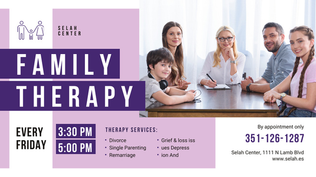 Family Therapy Center invitation FB event cover Šablona návrhu