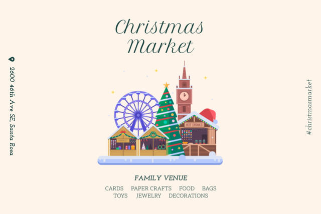 Lovely Christmas Fair With Winter Holidays Atmosphere Flyer 4x6in Horizontal Design Template