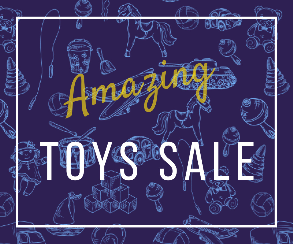 Ontwerpsjabloon van Large Rectangle van Different Kids' Toys Sale in Blue