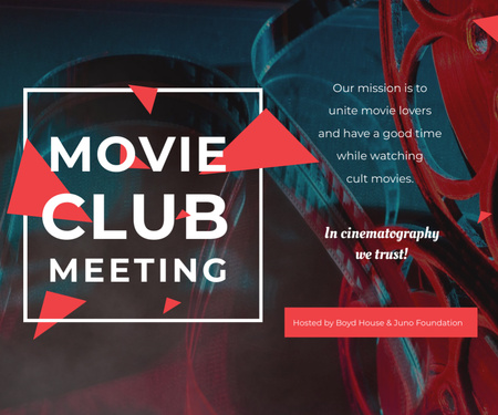 Plantilla de diseño de Invitación Movie Club con proyector de cine vintage Medium Rectangle 