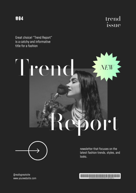 Fashion Trends Report Black and White Newsletter Tasarım Şablonu
