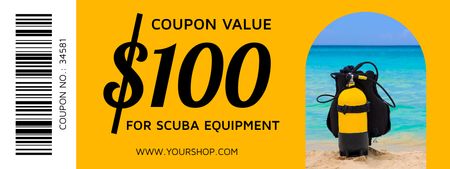 Scuba Diving Ad with Blue Sea Water Coupon Design Template