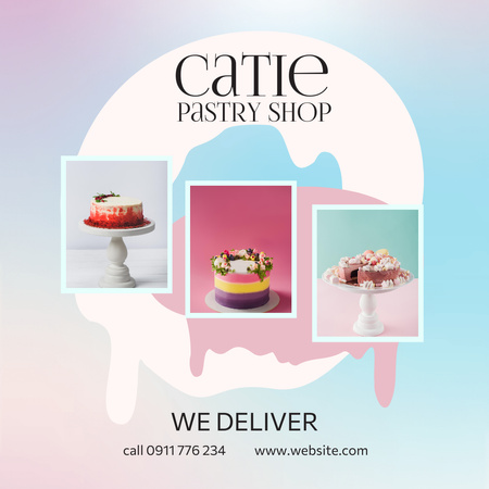 Promotion of Confectionery Workshop with Appetizing Cakes Instagram Design Template