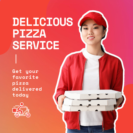 Pizza saborosa com oferta de serviço de entrega rápida Animated Post Modelo de Design