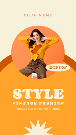 Fashion Sale Ad with Lady in Vintage Clothing  Instagram Story Design Template