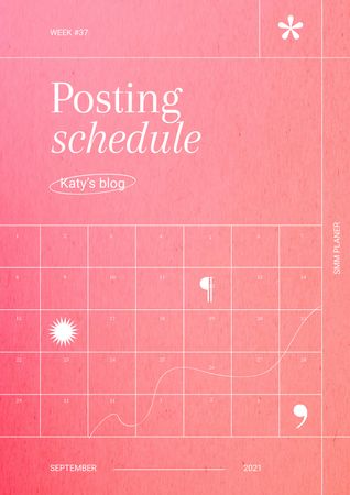 Modèle de visuel Planification d'articles de blog en rose - Schedule Planner
