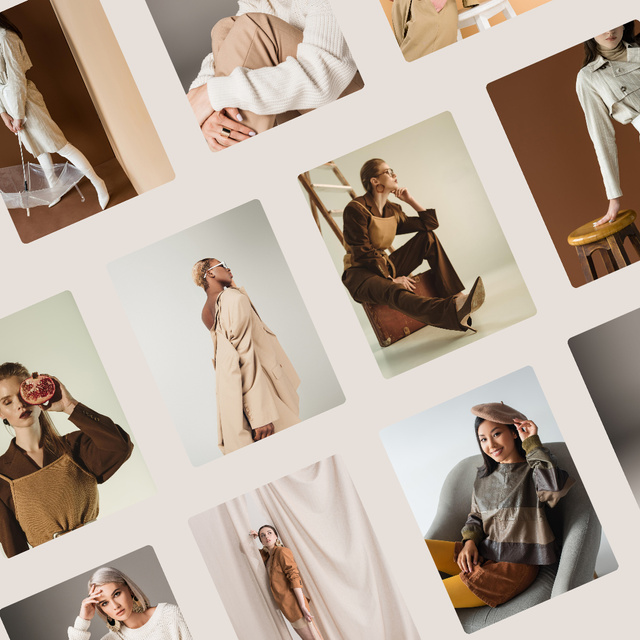 Modèle de visuel Fashion Looks for Women Collage Brown and Grey - Instagram