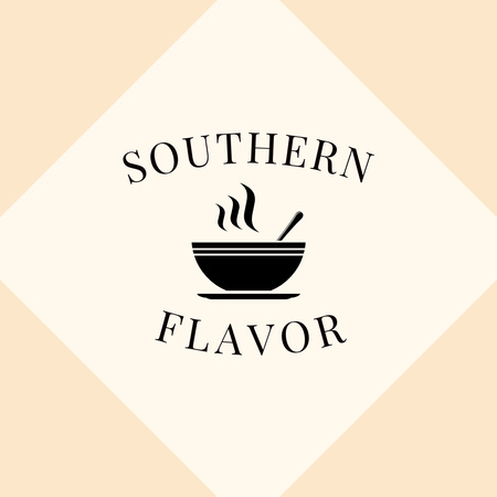Restaurant's Emblem with Hot Dish on Beige Logo Design Template