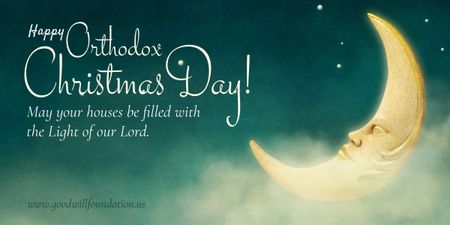 Christmas Wishes Illustrated Moon Image Design Template