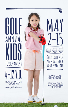 Kids Golf Tournament Announcement Invitation 4.6x7.2in Modelo de Design
